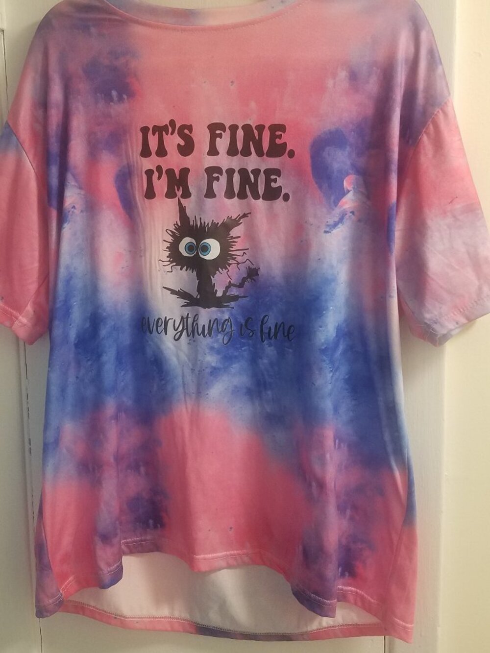 Tie-Dye Graphic Tee — Pink & Purple "It's Fine"